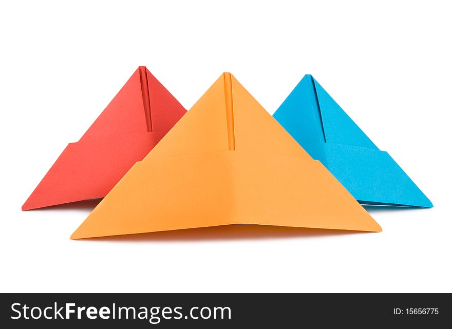 Colored paper hat isolated on white background
