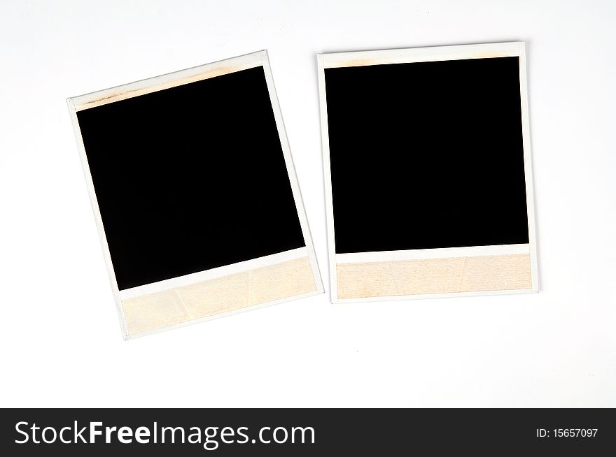 Two old photo frames on a white background