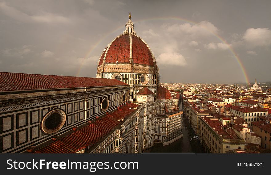 Double Rainbow Behind Duomo Florence Italy