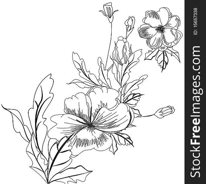 Sketch with flowers. Universal template for greeting card, web page, background