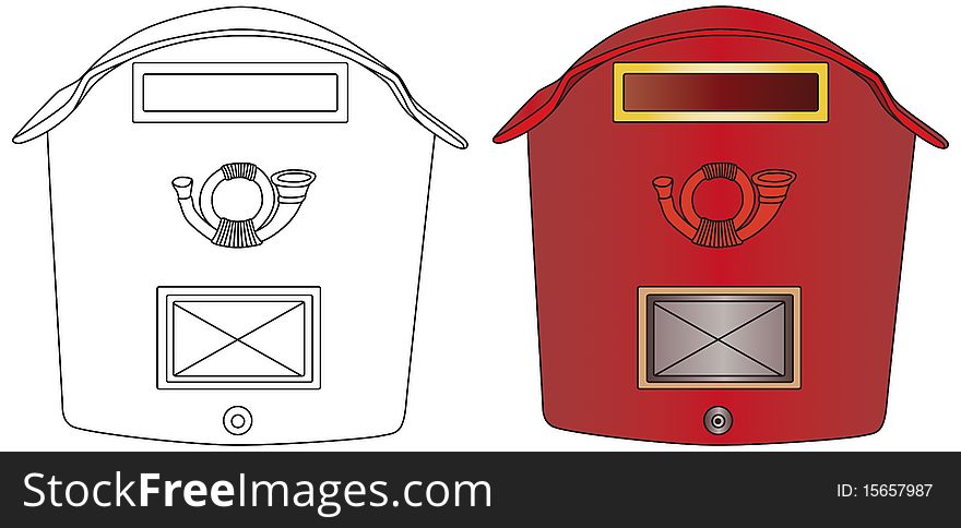 Red mailbox on white background