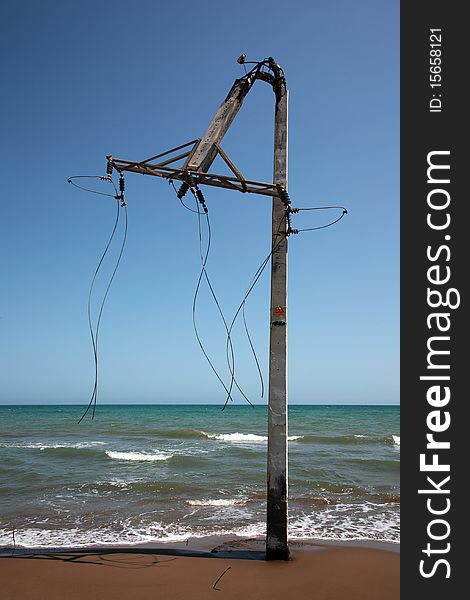 Broken electrical post in Tarragona, Spain