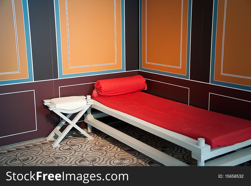 Bed of museum in a color bedroom