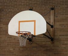 Basketball Hoop In Old Gym Stock Images