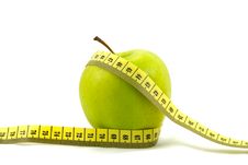 Green Apple Isolated On White With Measuring Tape Stock Images Green Apple Isolated On White With Measuring Tape Stock Images