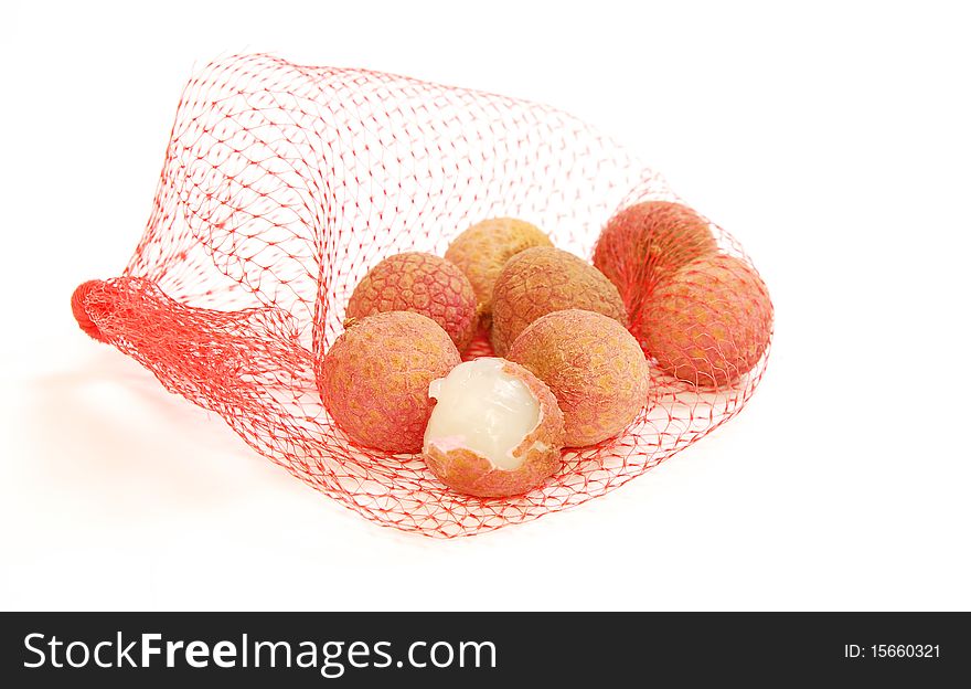 Vietnamese fruit lychee isolated on white. Vietnamese fruit lychee isolated on white