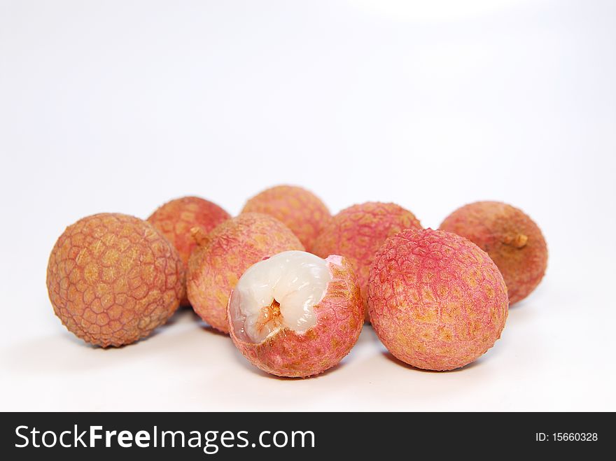 Vietnamese fruit lychee isolated on white. Vietnamese fruit lychee isolated on white