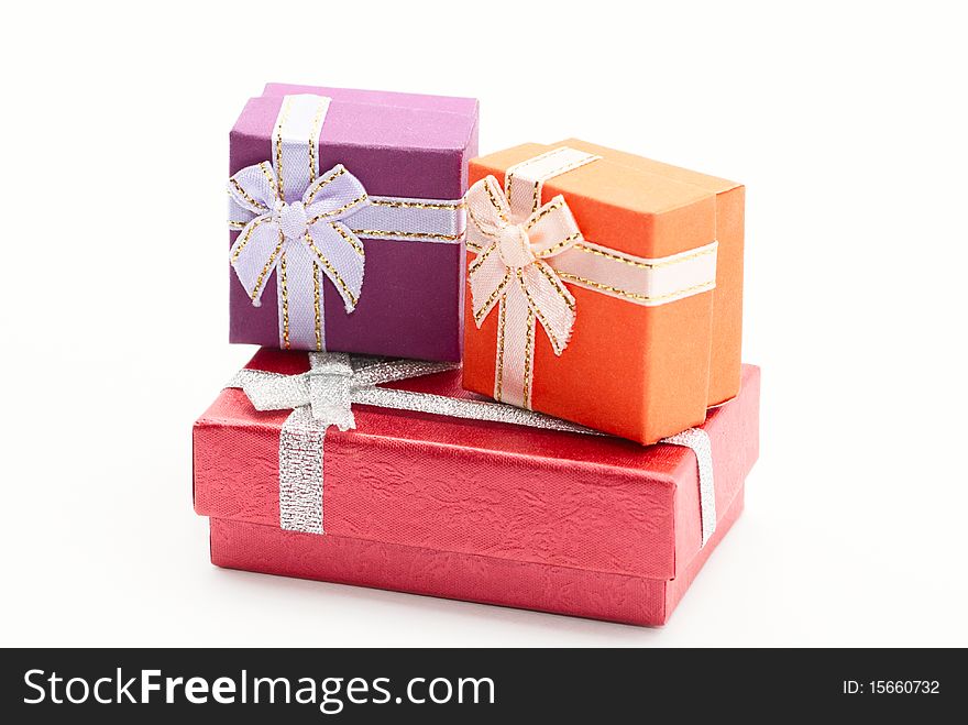 Three gift boxes isolated on white