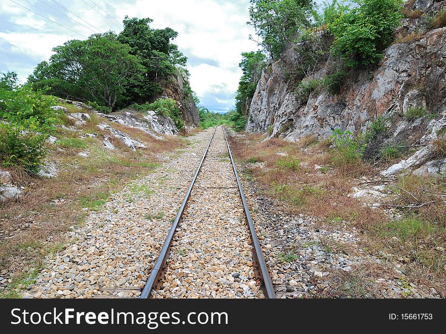 Railway in the middle mountain. Railway in the middle mountain