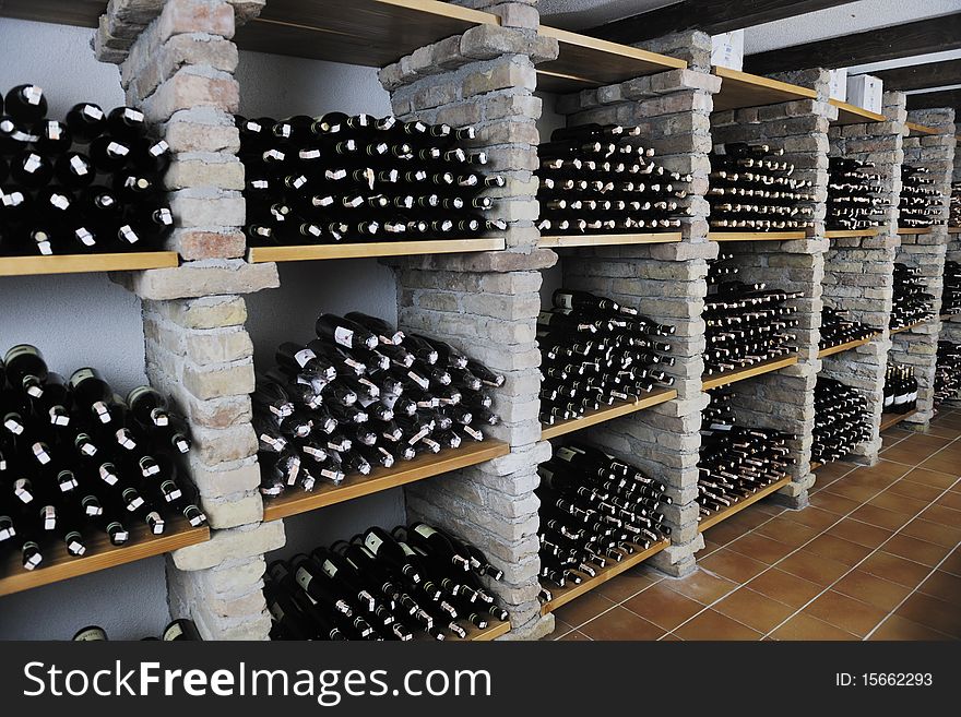 Vine bar undergraund with many of different wine bottles. Vine bar undergraund with many of different wine bottles