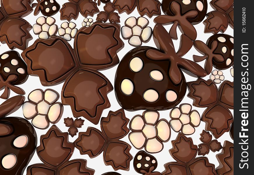 Chocolates on a white background