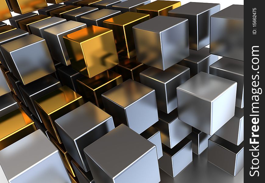 Abstract 3d illustration of metal cubes background