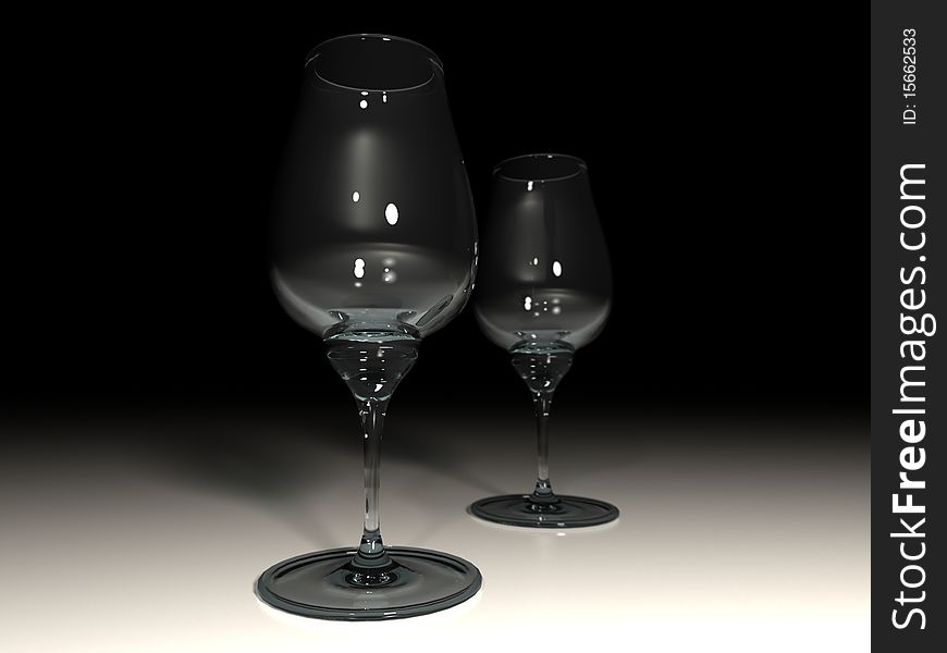 Glasses over dark background 3D render