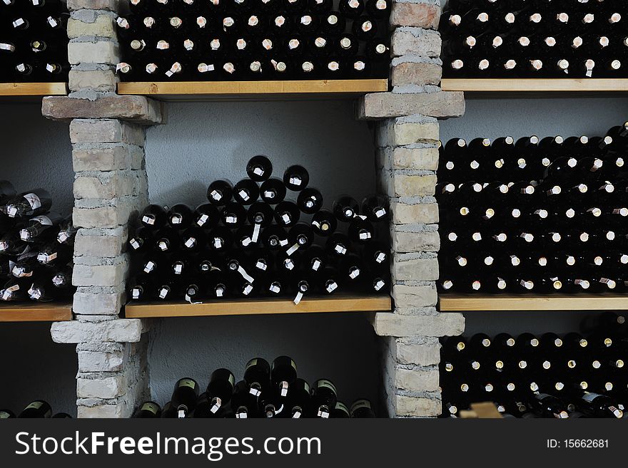 Vine bar undergraund with many of different wine bottles. Vine bar undergraund with many of different wine bottles