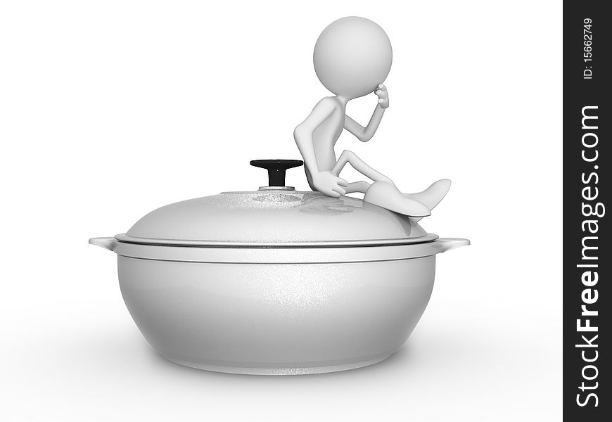 Saucepan and person