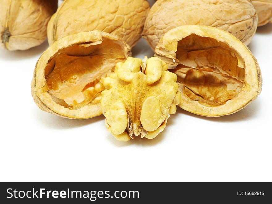 Fresh walnuts isolated on a white background