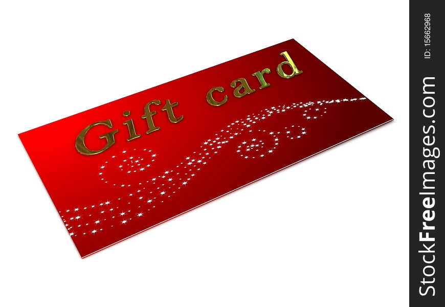 Gift card over white background. 3d rendered image