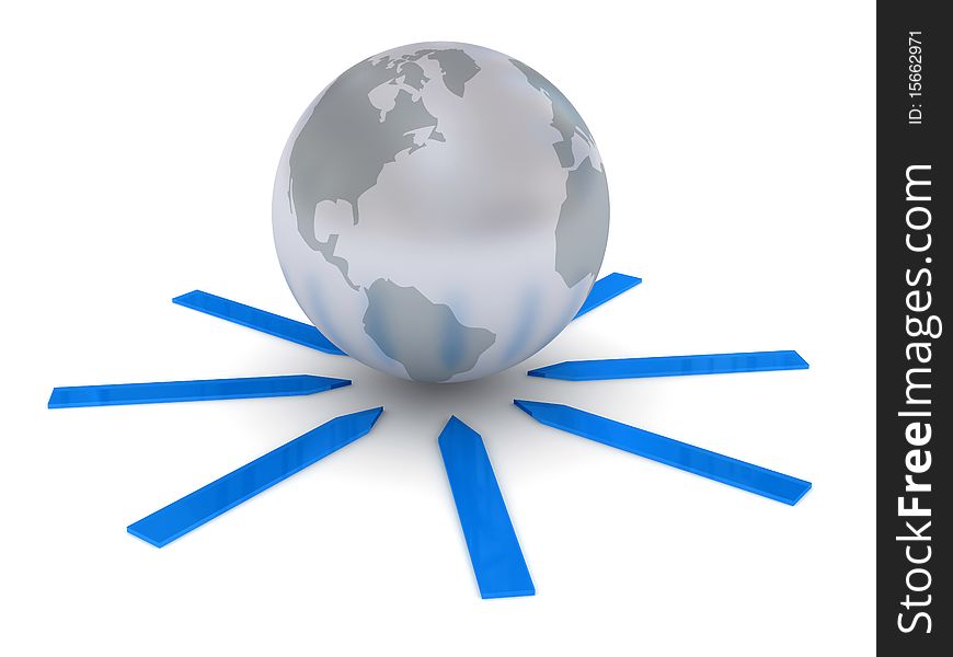 Globe over white background. 3d rendered image