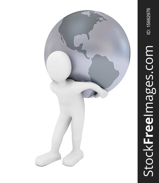 Globe over white background. 3d rendered image