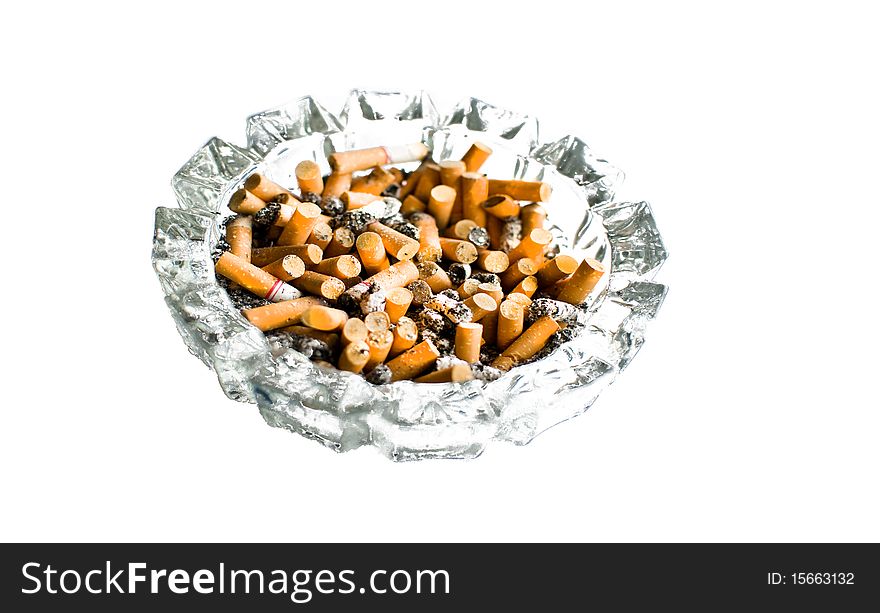 The cigarette butts in a typical ashtray