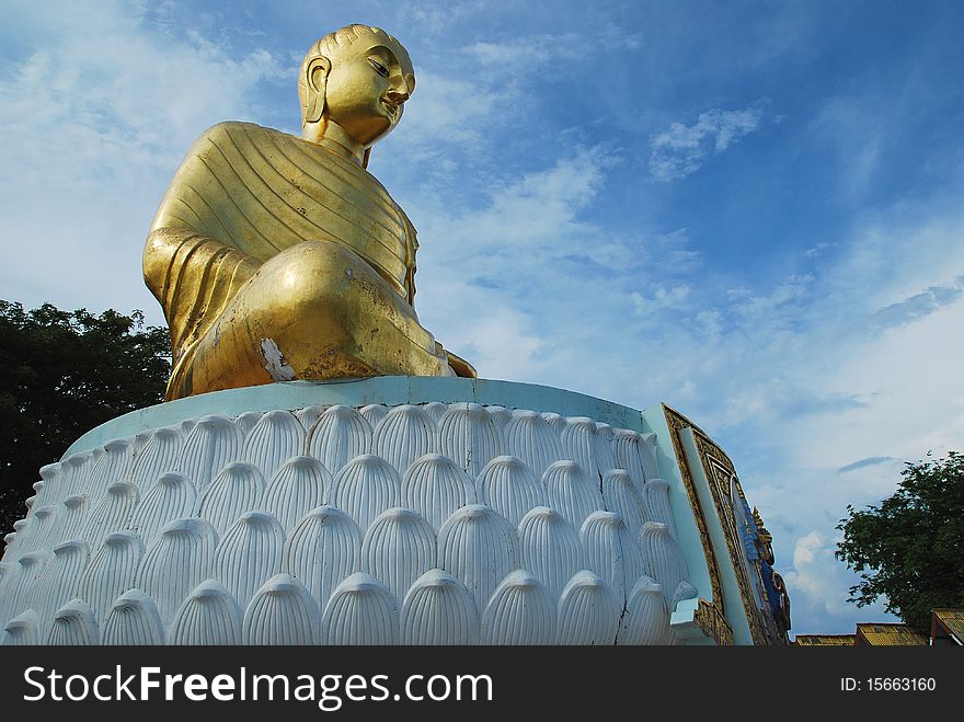 Big buddah statue in thai temple.