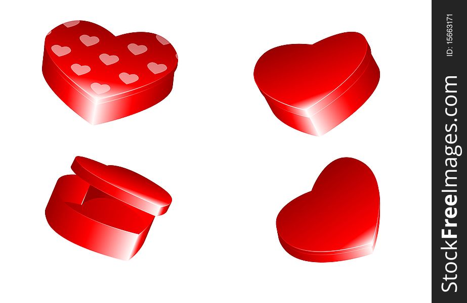 Set of 4 heart shaped boxes