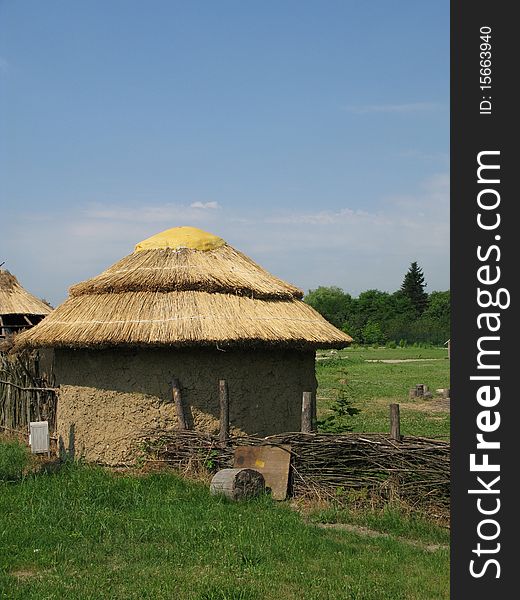 Houses of clay in village, Africa