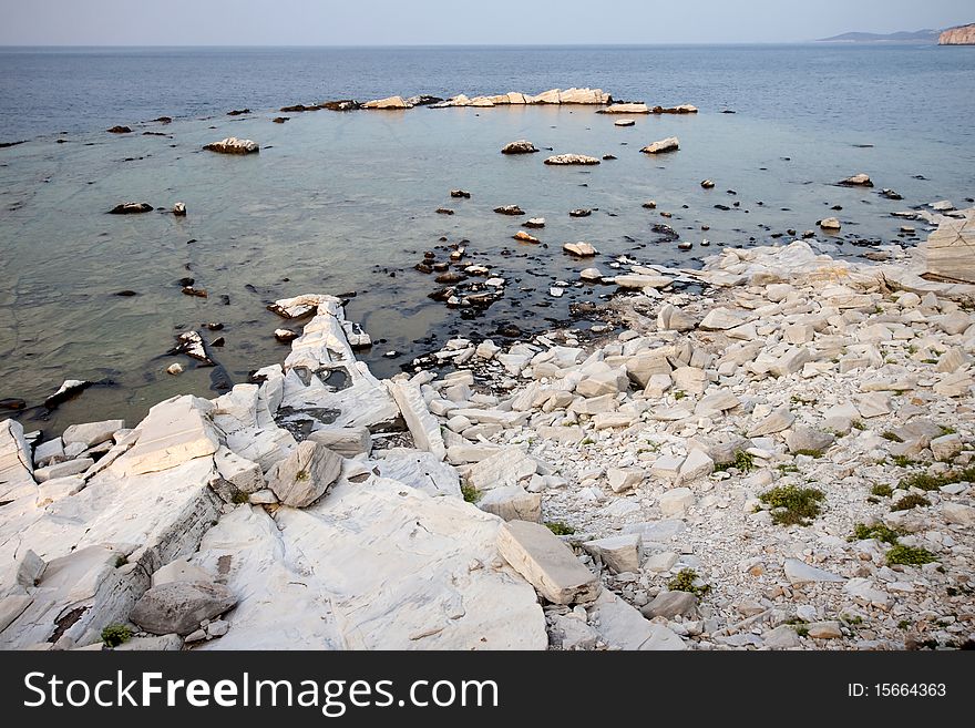 Blocks Of Marble In The Sea On Aliki, Thassos