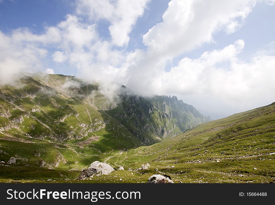 Alpine valley in Bucegi, Romania. Alpine valley in Bucegi, Romania