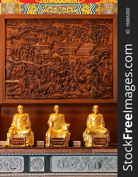 Three golden image of chainese buddha