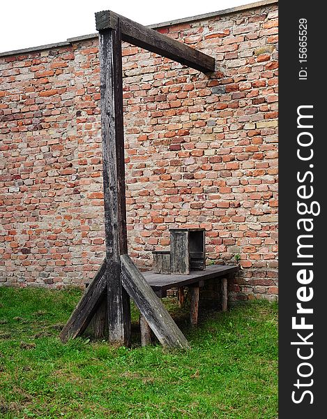 place of execution with wooden gallows in Teresina, Czech Republic. place of execution with wooden gallows in Teresina, Czech Republic