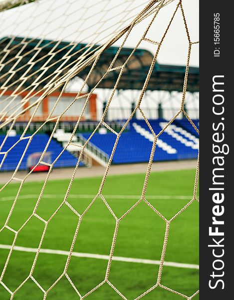 Football goal, net, close-up