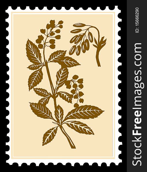 Vector postage stamps on black background