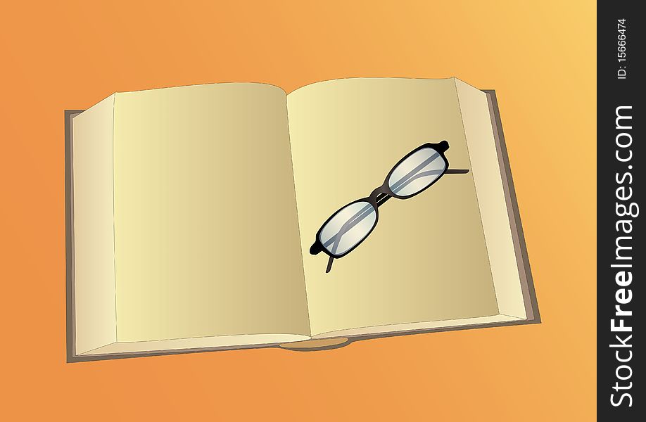 Open book and glasses