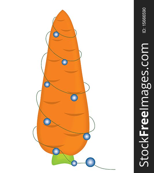 Fir-tree a carrot is decorated dark blue luminous balls. Fir-tree a carrot is decorated dark blue luminous balls