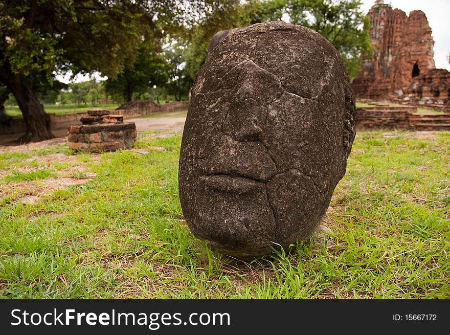 Stone buddha head