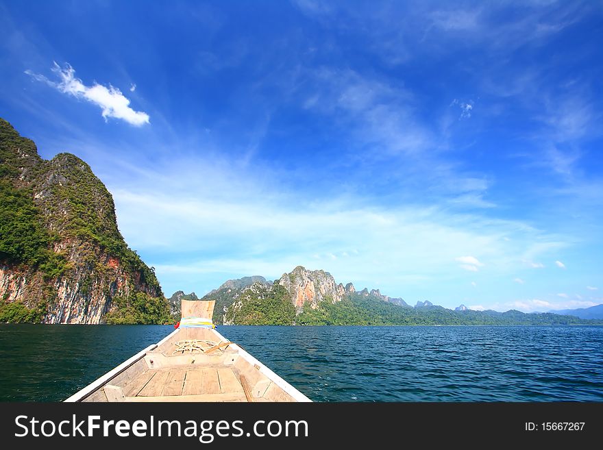 Green Lake with Perfect Sky at Khaosok National Park, Thailand