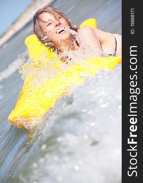 Pregnant woman enjoying in water. Pregnant woman enjoying in water