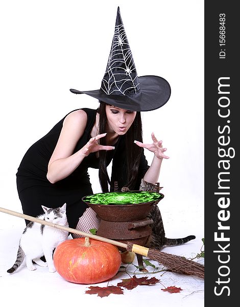 Young witch on halloween night. Young witch on halloween night