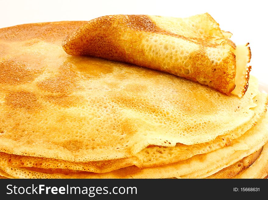Many delicious crepes isolated on a white background. Many delicious crepes isolated on a white background