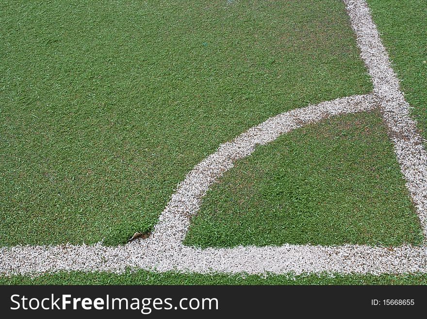 Corner of football field with fake grass. Corner of football field with fake grass