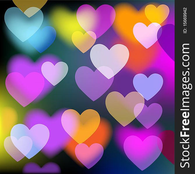 Colorful Background With Hearts. Vector
