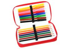 Colored Pencils In A Case Royalty Free Stock Photo Colored Pencils In A Case Royalty Free Stock Photo