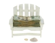 Big Stack Of Twenty Dollar Bills In A Chair Royalty Free Stock Photos