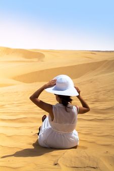 Girl On The Desert Stock Image Girl On The Desert Stock Image