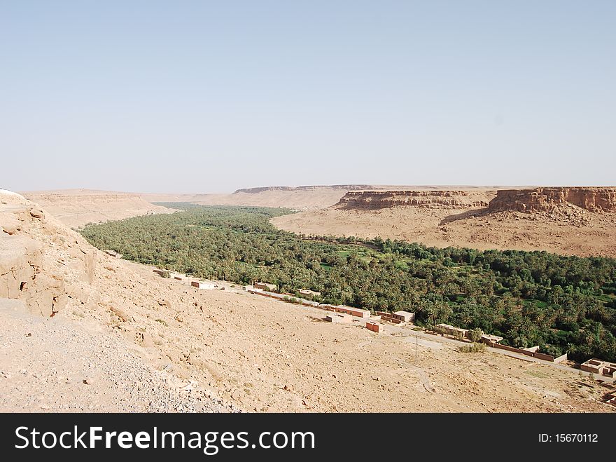 The Ziz river supplies this palmery with much needed water in southern Morocco. The Ziz river supplies this palmery with much needed water in southern Morocco