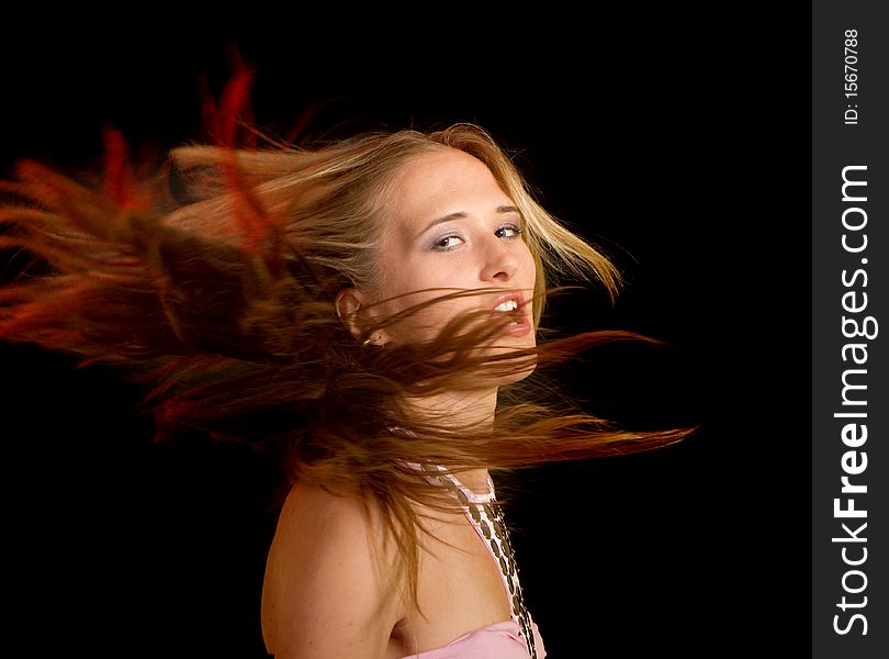 Young Sexy Woman With Flying Hair