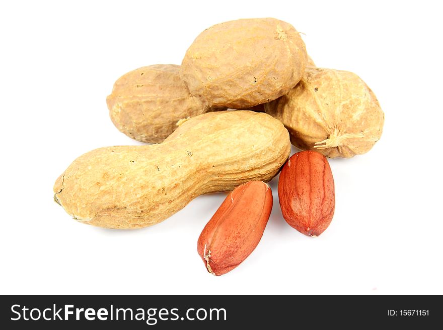 Peanuts isolated on white background