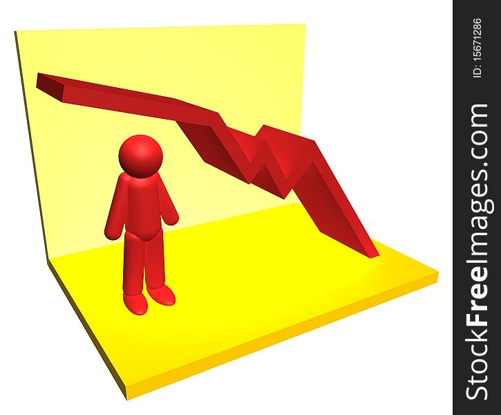 3D figure of man with chart line. 3D figure of man with chart line