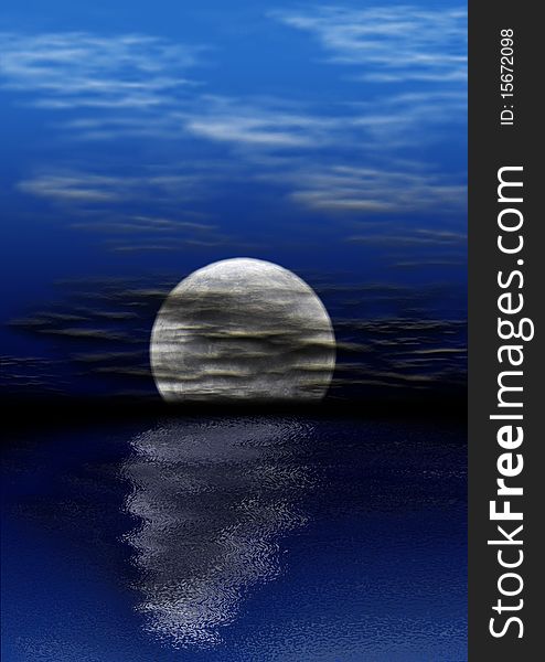 Moon with reflection at sea. Moon with reflection at sea